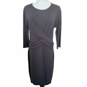 Gibson Elegant Black Cross Wrap Knit Dress Size L